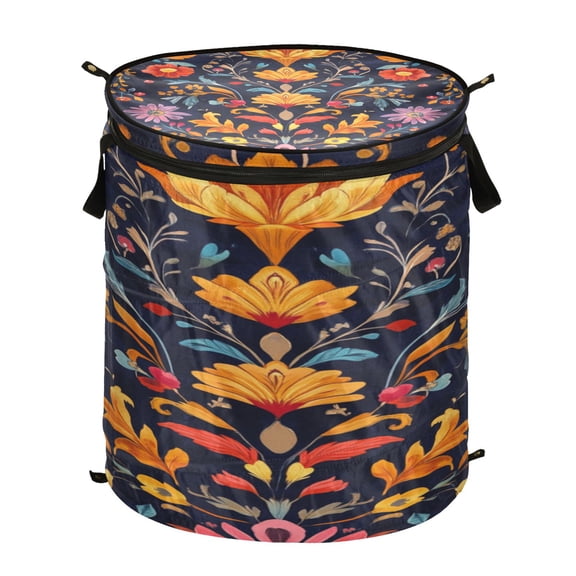 50L Large Capacity Foldable Elastic Storage Basket Laundry Basket Colorful Boho Style Flowers