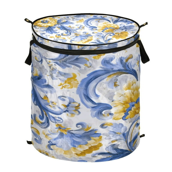 50L Large Capacity Foldable Elastic Storage Basket Laundry Basket Detailed Painting