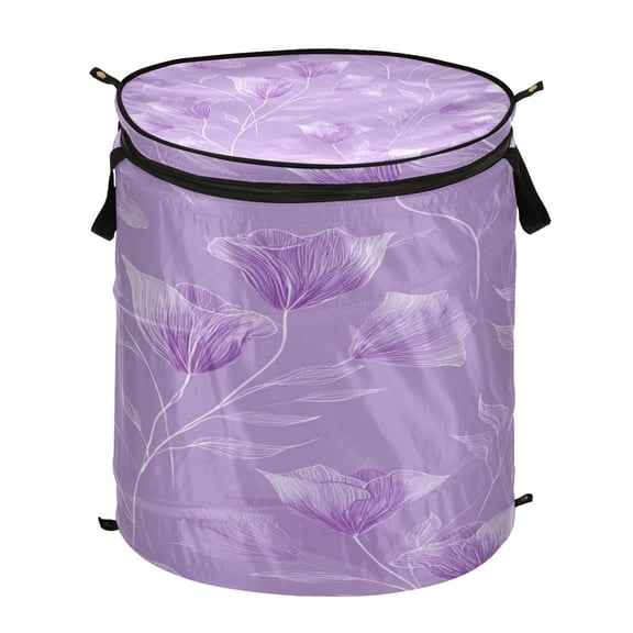 50L Large Capacity Foldable Elastic Storage Basket Laundry Basket Elegant Lavender Design