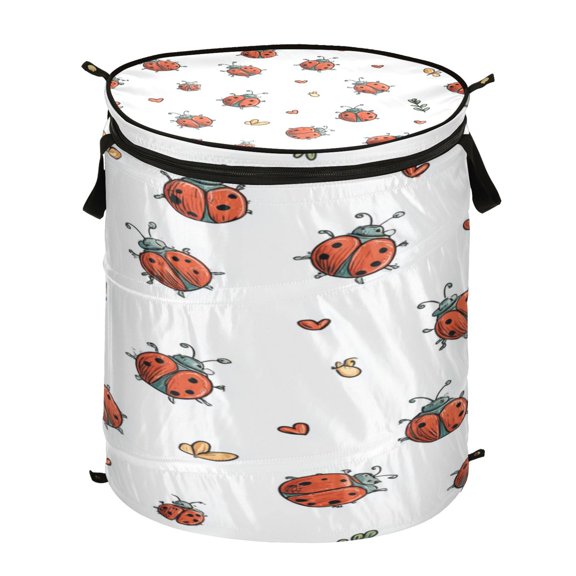 50L Large Capacity Foldable Elastic Storage Basket Laundry Basket Ladybugs Pattern
