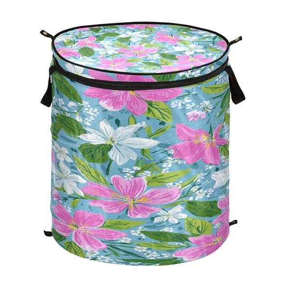 50L Large Capacity Foldable Elastic Storage Basket Laundry Basket Lily Pulitzer Floral Pattern