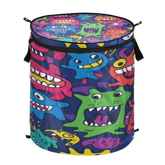 50L Large Capacity Foldable Elastic Storage Basket Laundry Basket Monsters