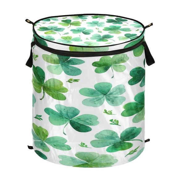 50L Large Capacity Foldable Elastic Storage Basket Laundry Basket Shamrocks and Clovers Pattern