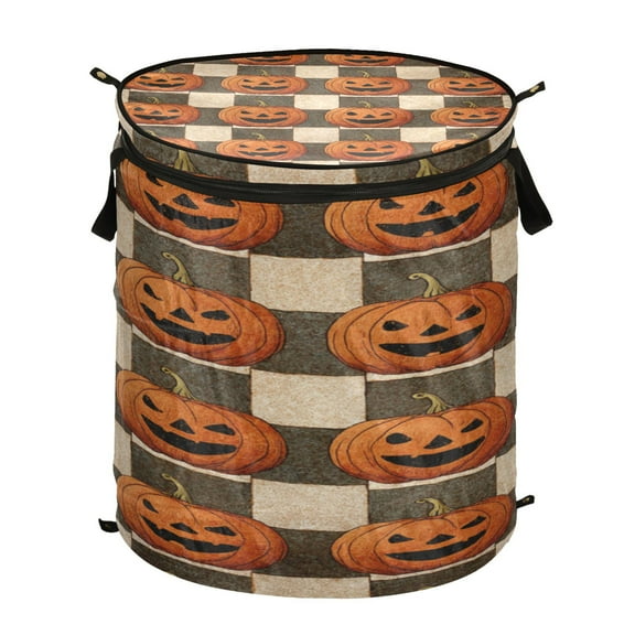 50L Large Capacity Foldable Elastic Storage Basket Laundry Basket Striped Wicked Pumpkins