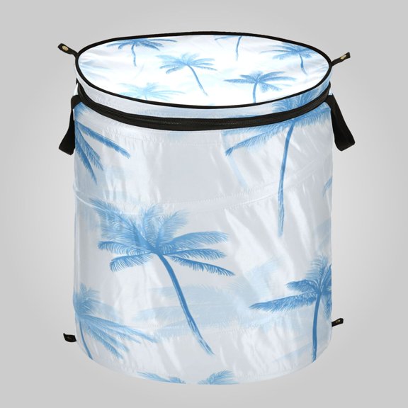 50L Large Capacity Foldable Laundry Basket, Elastic Storage Basket for Home Organization Pale Blue Oasis