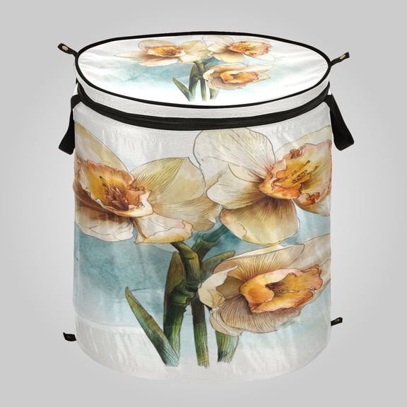 50L Large Capacity Foldable Laundry Basket, Elastic Storage Basket for Home Organization Soft Bloom Trio Pattern
