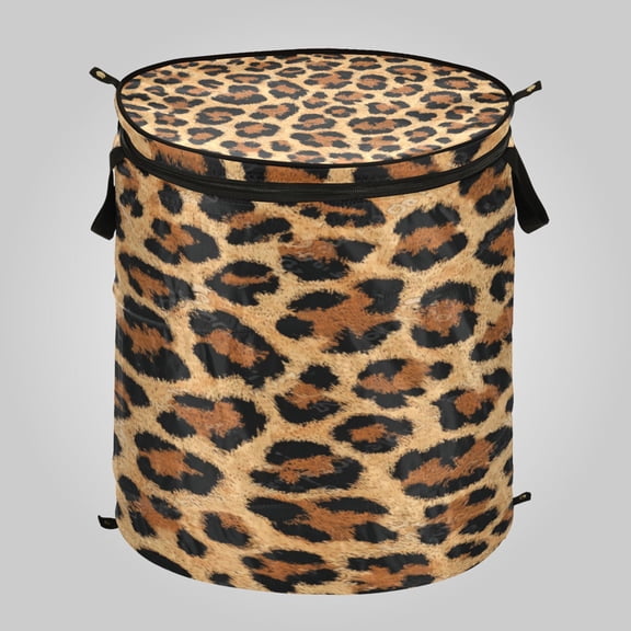 50L Large Capacity Foldable Laundry Basket, Elastic Storage Basket for Home Organization Wild Amber Cheetah