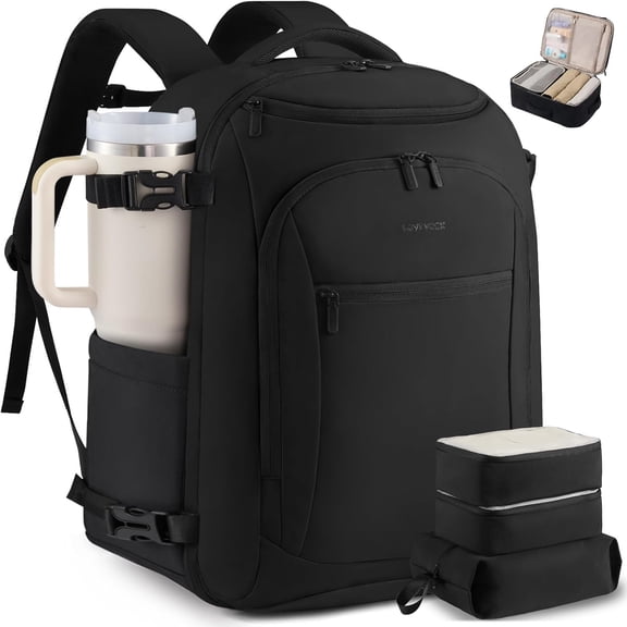 50L Travel Backpack for Women & Men,Airline Approved Carry On Backpack with 3 Packing Cubes,TSA Waterproof Personal Item Bag,Weekender Overnight Essentials Backpacks fits 20" Laptop