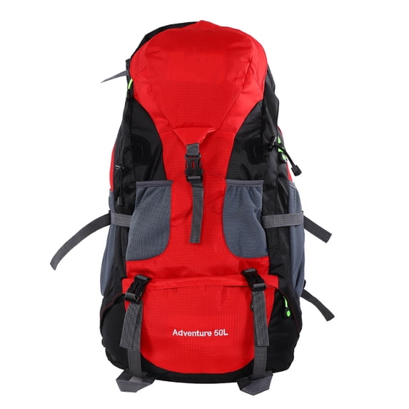 50L Waterproof Backpacking Backpack Sports Hiking Daypack for Men Women, Red / 22.0 x 14.2 x 9.1 inches