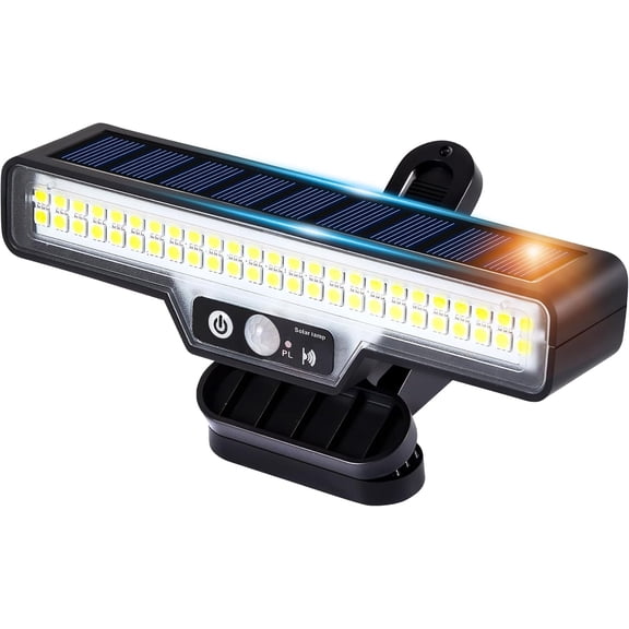 50LED Clip on Solar Lights Outdoor, 500LM Bright Motion Lights for Outside Waterproof, 6000K Security Solar Light for Chain Link Fence Gutter Garage Camping
