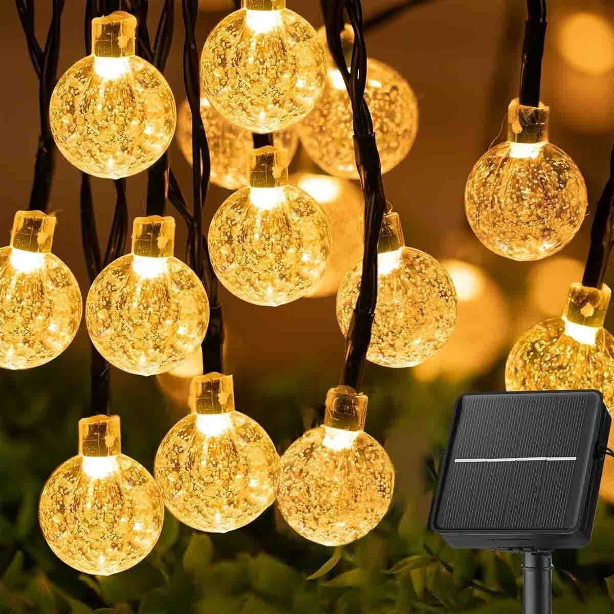 Outdoor Solar Globe String Lights, 10M 50 LEDs Waterproof Crystal