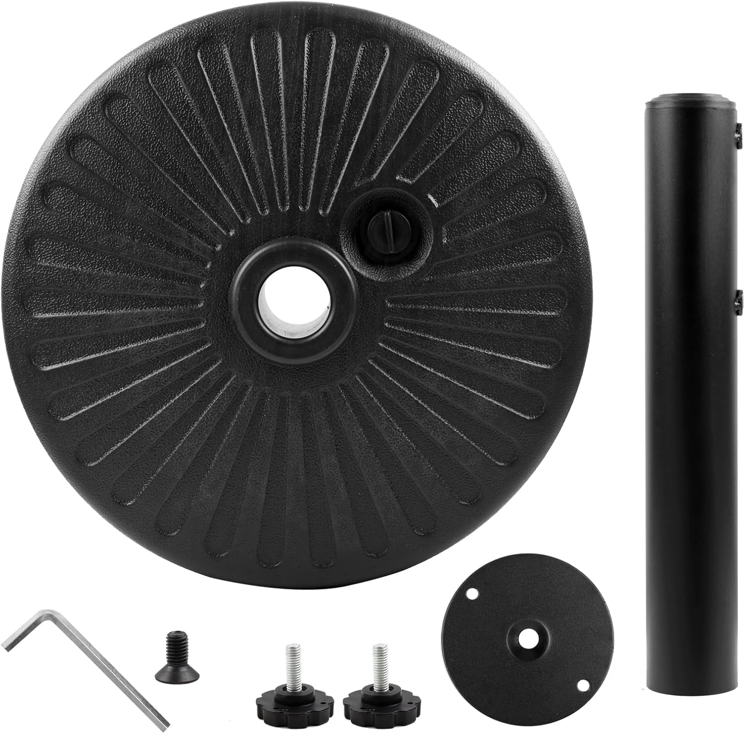 50Lbs Patio Umbrella Base, Outdoor Umbrella Stand Water Filled Stand, Market Patio Outdoor Heavy Duty Umbrella Holder (Black)