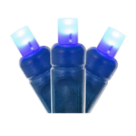 Vickerman X6G6502F 50 Light Frosted Wide Angle Single Mold End-Connecting LED Light Set with 22 Gauge Green Wire - Blue