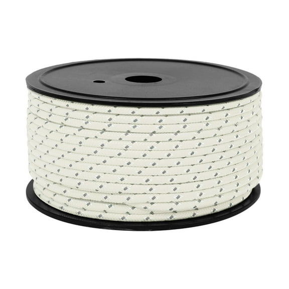50M Camping Tent Rope, Outdoor Guy Lines, 4mm Thickness, Reflective Rope Tent Wind Rope for Fishing Kayak Backpacking Canoe Tarpaulin white