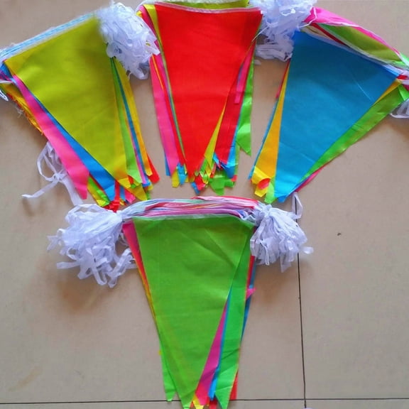 50M Colorful Triangle Flag Pennant String Banner for Party Decoration Festival Holiday Indoor & Outdoor Use 5 Colors Polyester Pongee Material 14X20Cm Flag