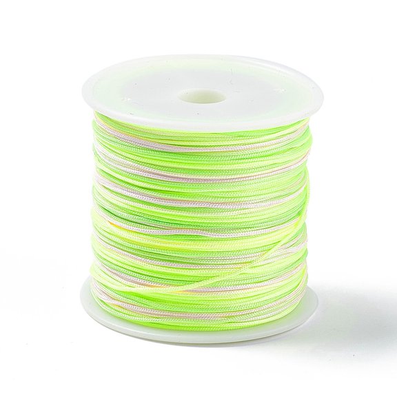 50M Segment Dyed Nylon Chinese Knotting Cord for DIY Jewelry Making Green Yellow 0.8mm about 54.68 Yards(50m)/Roll