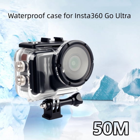 50M Waterproof Case for Insta360 Go Ultra, Professional Underwater Protective Housing with Pressure-Sealing Gasket, Transparent ABS+PC+Tempered Glass Case