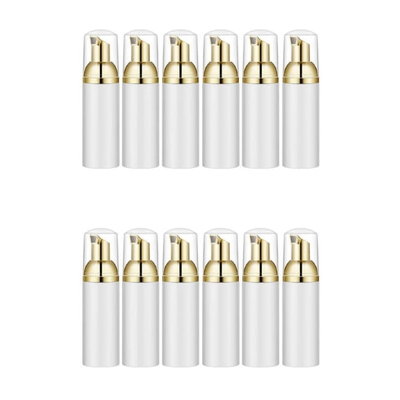 50ML/1.7Oz Foam Bottle with Gold Pump, 12Pcs, Empty Travel Foaming Dispensers for Soap, Shampoo, Gold+White