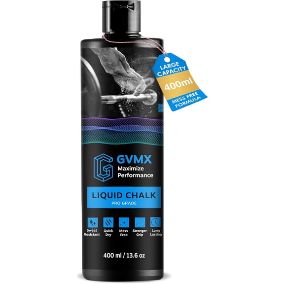 50ML/100ML/400ML Superior Grip Premium Liquid Chalk. Long Lasting Mess-Free Gym Chalk for Weightlifting, Gymnastics, Climbing. Fast Drying Refillable Gym Accessories. Package May Vary.