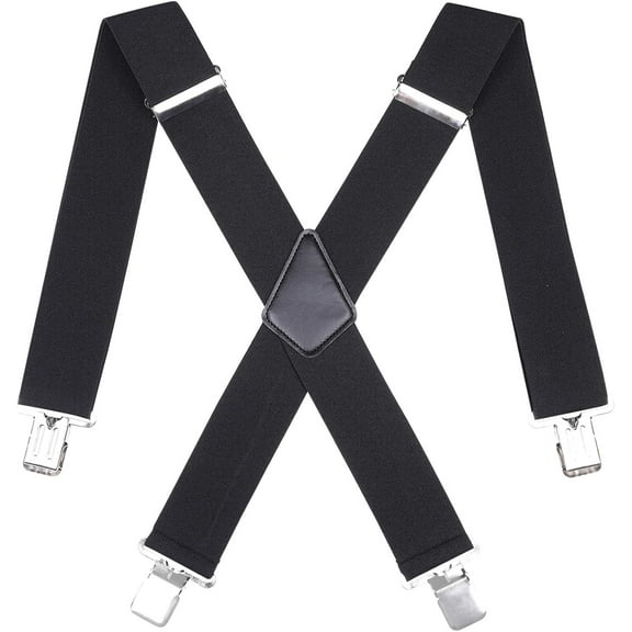 50MM Wide Men Trouser Braces - X Shape Adjustable Elasticated Heavy Duty with Strong Metal Clips