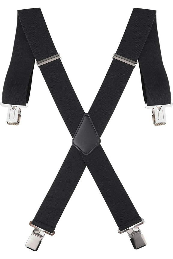 50MM Wide Men Trouser Braces - X Shape Adjustable Elasticated Heavy Duty with Strong Metal Clips