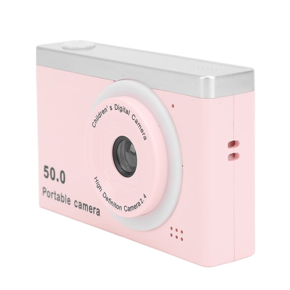 50MP 1080P Portable Dual Digital Camera with 8X Zoom 2.4in LCD Screen Filters MP3 Player Handheld Vlog Gift for Kids Photography Pink (4.33 in / 11 cm)