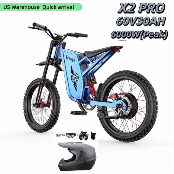 50MPH Freego X2Pro Electric Motorcycle for Adults 6000W(Peak) Motor 60V/30Ah Battery 19x2 Full Suspension/Four-Piston Hydraulic Brake