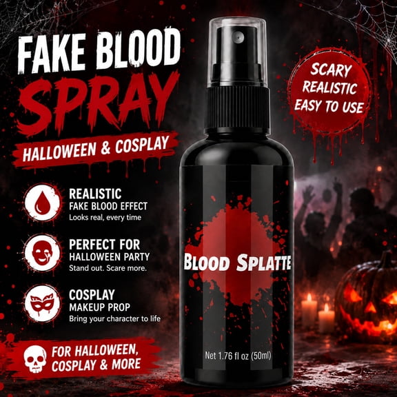 50Ml Dark Red Fake Blood, Creepy Halloween Decorations, Haunted House Decorations, Halloween Party Decorations for Adults, 1X1X5 Inch Portable Type Fake Blood, Ideal for Crafting