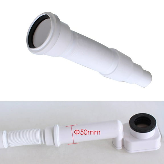 50Mm 1M Universal Extendable Shower Flexible Grey Waste Flush Pipe