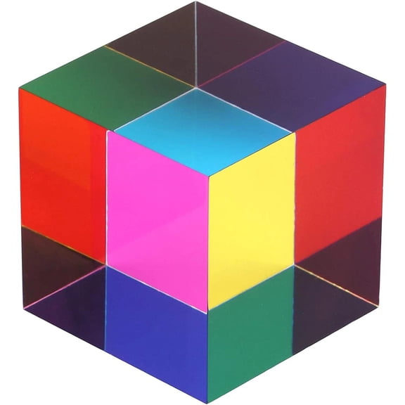 50Mm Acrylic Prism Cube for Home, CMY Mixing Colorful 2.0 Inch Cmycube