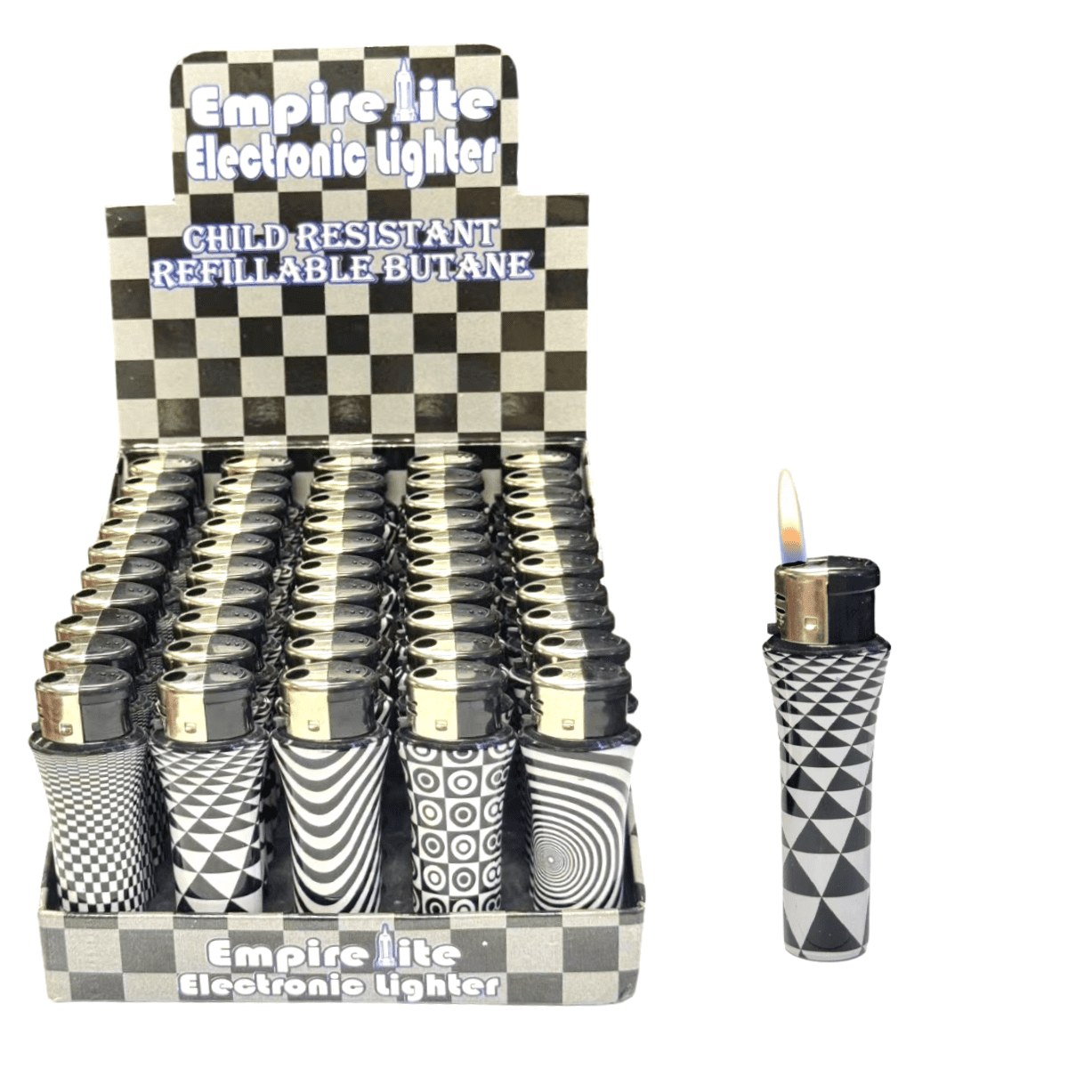 50PACK Disposable Classic Cigarette Butane Lighters Black and white gingham gift for man’s Birthday  Christmas