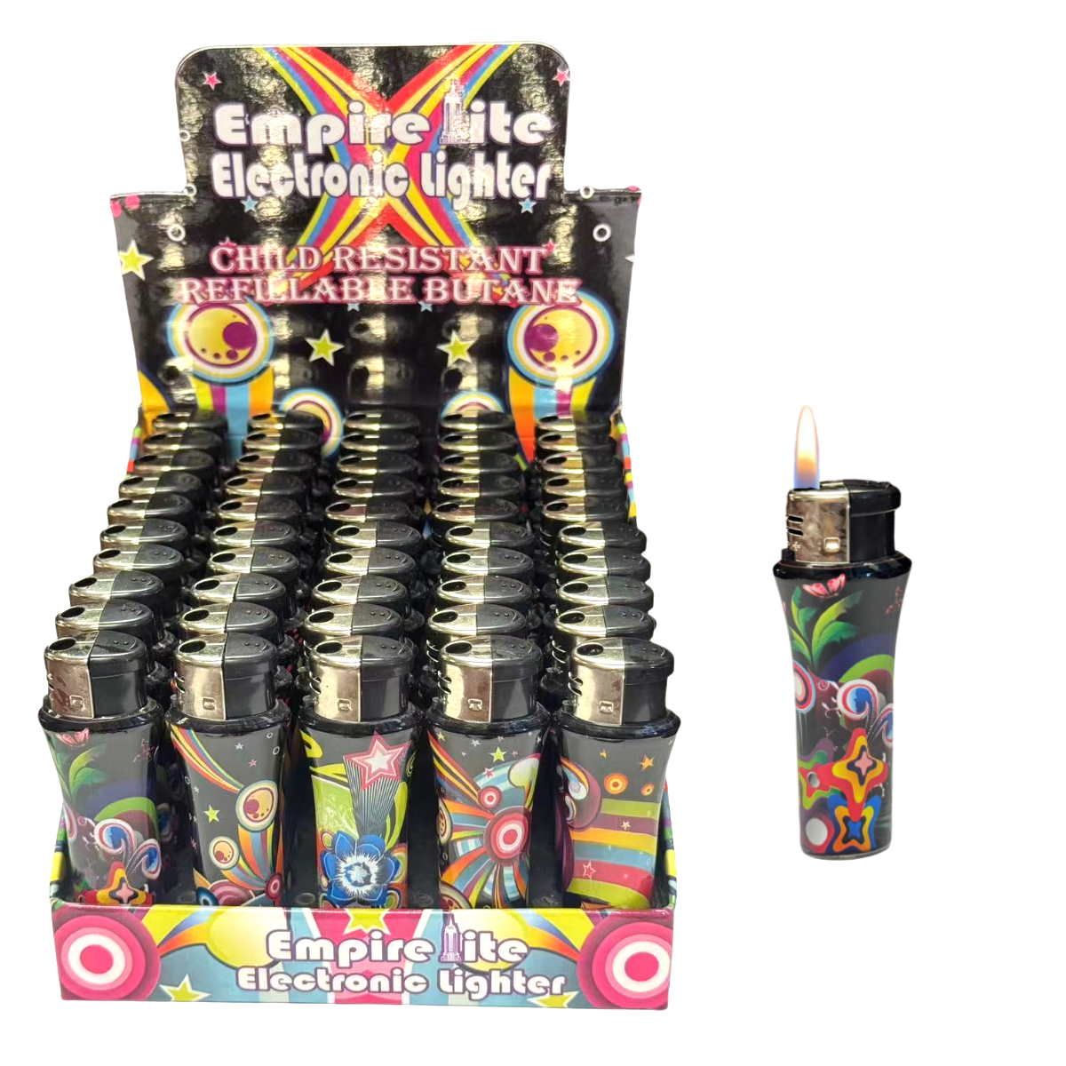 disposable electronic cigarette lighters Lighter with Print Logo and Black Cap 50PACK Disposable Classic Cigarette Butane