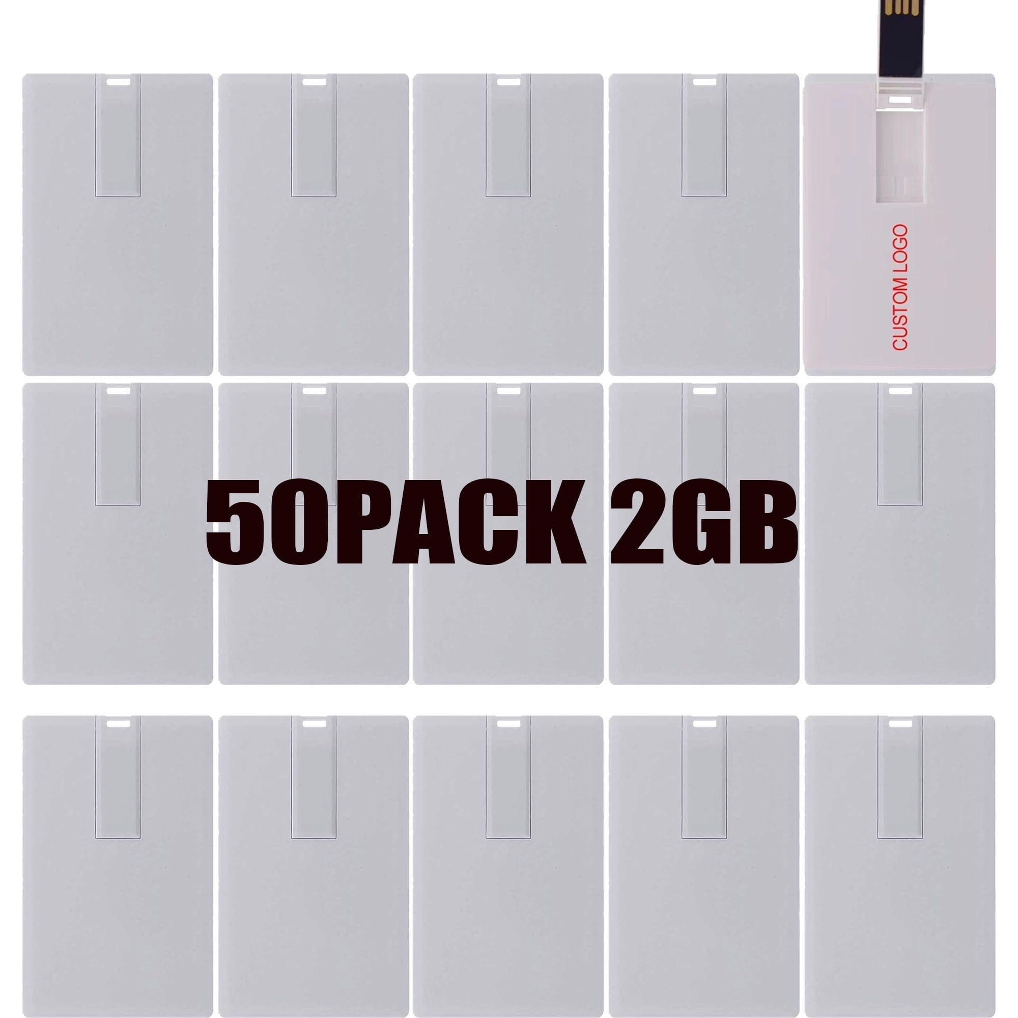 50PACK USB Flash Drives Credit Card Bank Card Shape Flash Drive Memory Stick Key Credit 2GB 2G USB Drive - Bulk Flash Drives（50 Pcs (White Card)