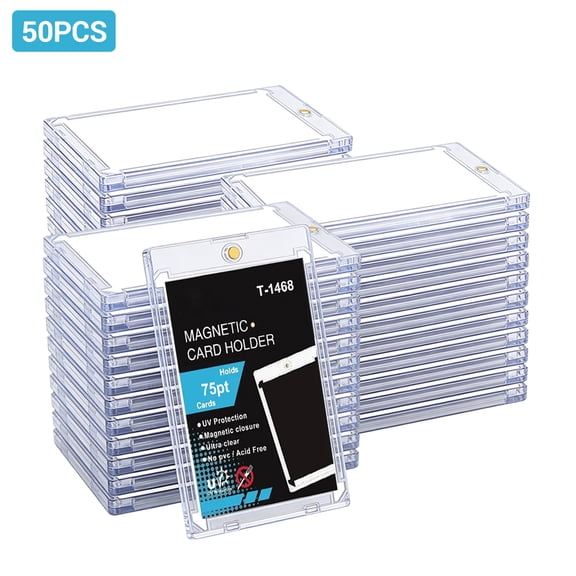 50PACK Ultra-Thin Magnetic Card Holder,75PT Trading Magnetic Card Case with UV Protection for Baseball Game Collector Display Storage