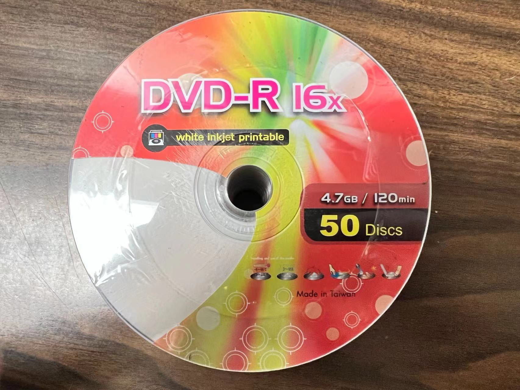 50PACKS Premium DVD-R 16X WHITE INKJET PRINTABLE 4.7GB/120MIN, FREE SHIPPING
