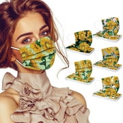 50PC Flower Printed Face Mask for Women 3-Ply Disposable masks Colors Floral Designs Breathable for Adults
