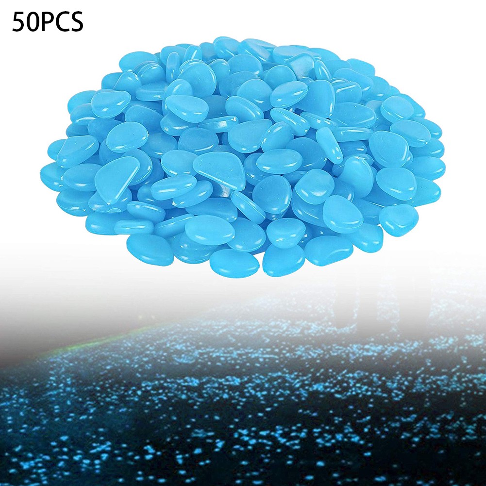 50 Pcs Glow In The Dark Pebbles, Fish Tank Aquarium Lumino Gravel, Garden Pebbles Glow Stones DIY Small Stones Decoration For Garden, Backyard, Fish Tank, Aquarium, Plant Pots (Blue