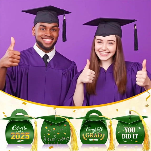 50PC Graduation Cap Gift Boxes Graduation Candy Boxes Treat Box with Tassel for Party Favors Box Centerpieces for Tables 2026 Graduation Decorations