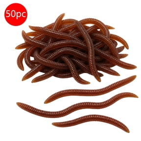 50PC Lifelike Earthworm Soft Bait Flexible Plastic Fishing Worms Realistic Wiggling Texture For Bass Trout Catfish Pond Stream Fishing Trips And Tackle Kits