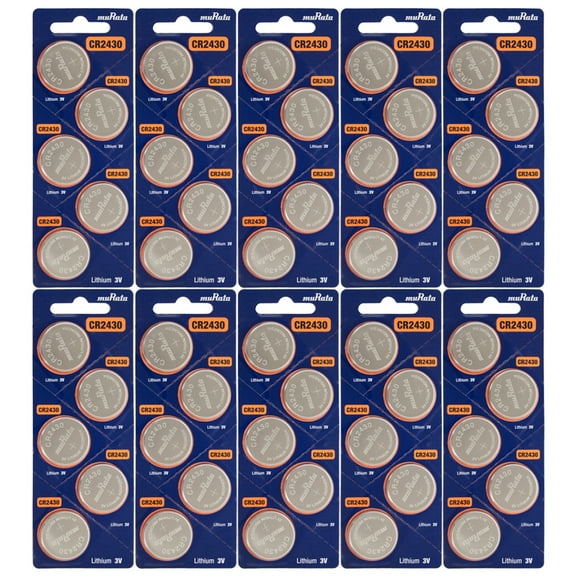 50PC MURATA CR2430 2430 Lithium Watch Battery 3V 300mAh - Exp Date: 2023