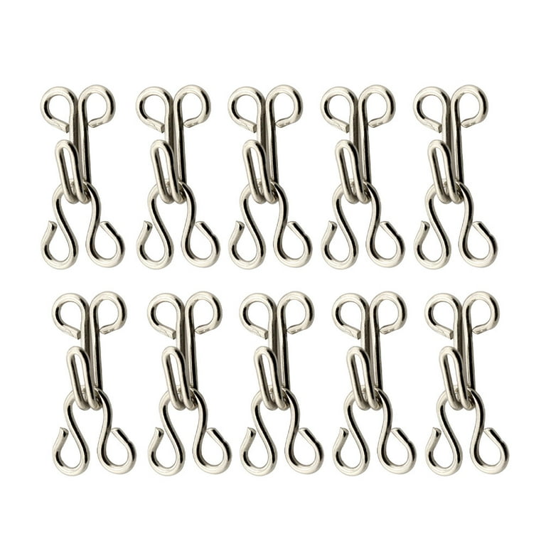 50PC Metal Hook Button Hooks and Eyes Closure Buckle Sewing Handcraft Tools  for Collar Pants Coat (Silver) 