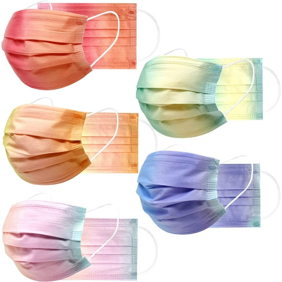 50PC - Mix Ombre Unisex Kids 3 Layer Single Use Disposable Face Mask with Elastic Earloops