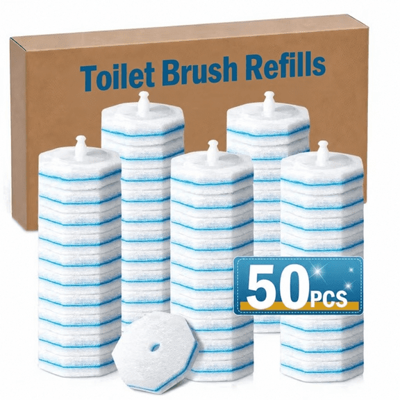 50PCS Toilet Bowl Wand Refills, Replacement Heads for Bathroom Washroom Cleaning Pads, Disposable Toilet Brush Mop Refills