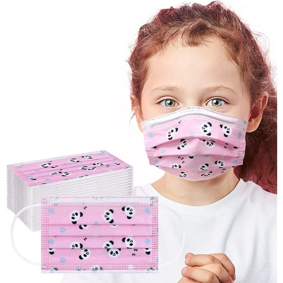 50PC Unisex Kids Comfortable 3-Layers Single Use Panda Disposable Face Mask with Elastic Earloops