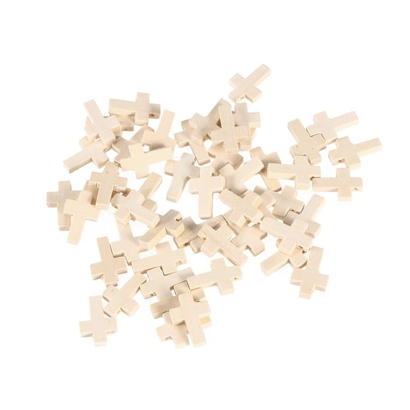 50PC Wooden Unfinished Cross Pendants Beads Dyed Natural Polished Crafts DIY Jewelry Necklace Bracelet Projects