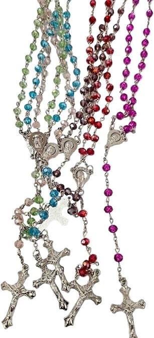 50PC X Bulk mixed  glass beads unique Rosaries for Wedding, Religious Favor/Baptism