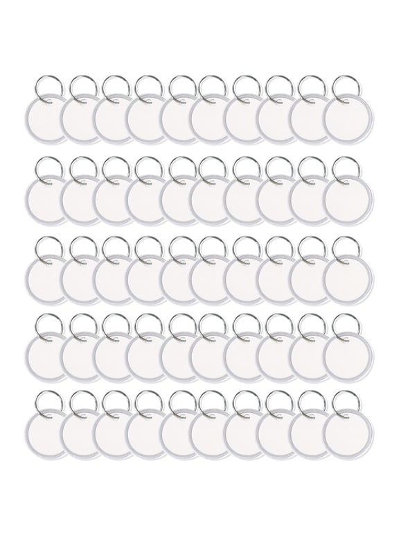 50PCS 1.26Inch Metal Rimmed for Key Round Paper with Split for Rim Tag Coded Tag for Key Chain Set