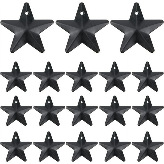 50PCS 1" Black Metal Star Decor Barn Star with Hole Iron Vintage Wall Arts Hanging Wall Decors for Crafts House Christmas Independence Day Indoor Outdoor DIY Handmade Accent DIY