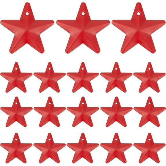 50PCS 1 Red Metal Star Decor Barn Star with Hole Iron Vintage Wall Arts Hanging Wall Decors for Crafts House Christmas Indoor Outdoor DIY Handmade Accent