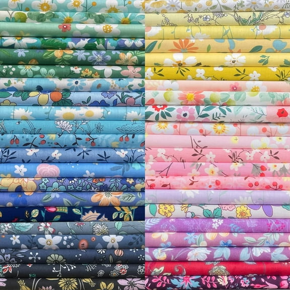 50PCS 10 x 10 inch Floral 100% Cotton Fat Quarters Fabric for Sewing and Quilting Bundles Precut Fabric Square for DIY Craft Patchwork